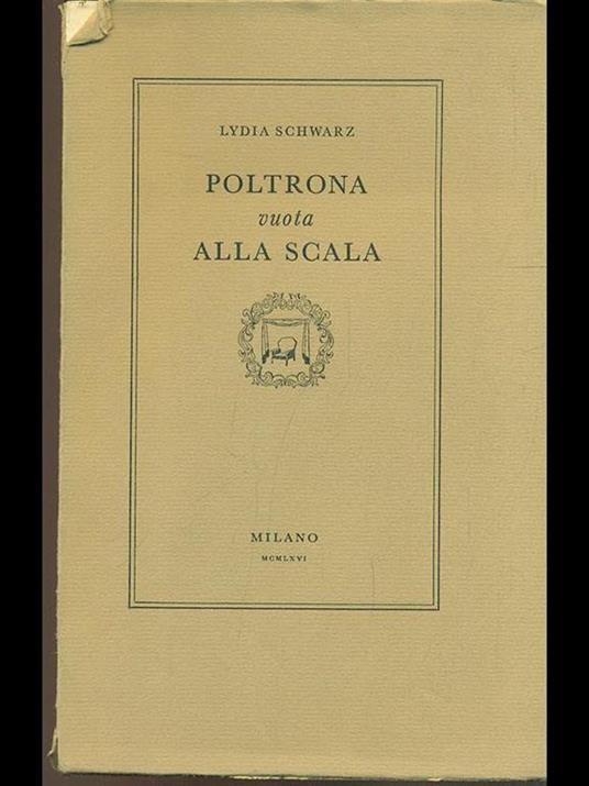 Poltrona vuota alla Scala - Lydia Schwarz - copertina
