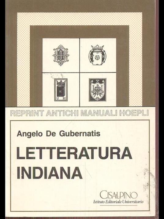 Letteratura indiana (rist. anast.) - Angelo De Gubernatis - copertina