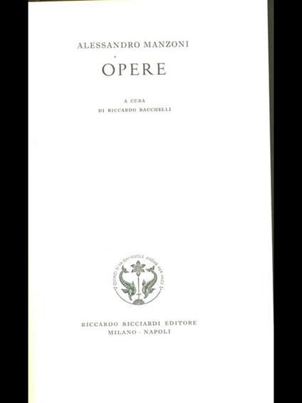 Opere - Alessandro Manzoni - copertina
