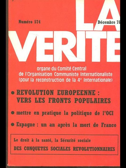La verité n. 574/decembre 1976 - copertina