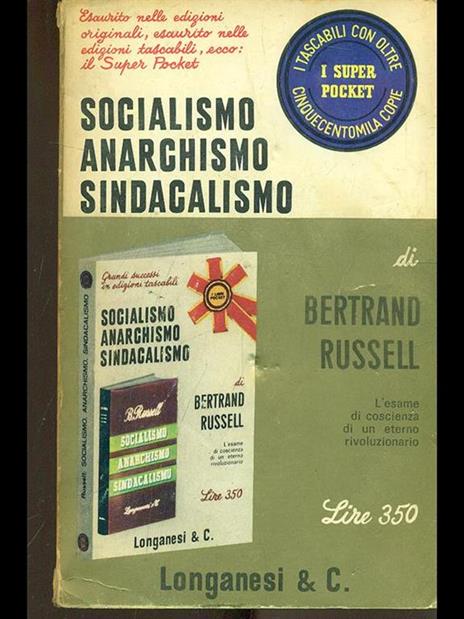 Socialismo, anarchismo, sindacalismo - Bertrand Russell - copertina