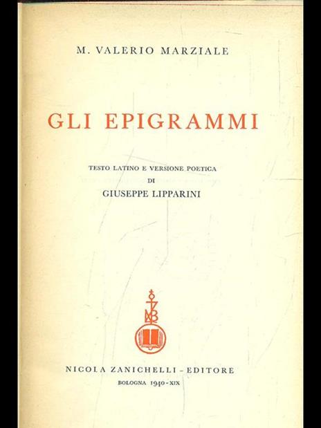 Gli epigrammi - M. Valerio Marziale - copertina