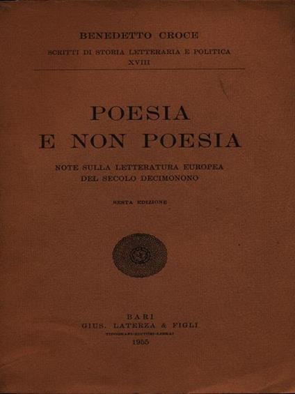 Poesia e non poesia - Benedetto Croce - copertina