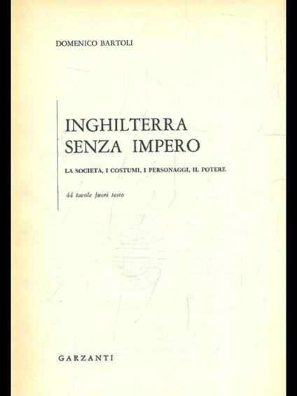 Inghilterra senza impero - Domenico Bartoli - copertina