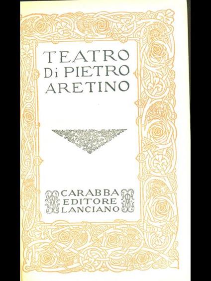 Teatro I - Pietro Aretino - copertina