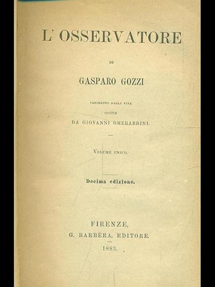 L' osservatore - Gasparo Gozzi - copertina