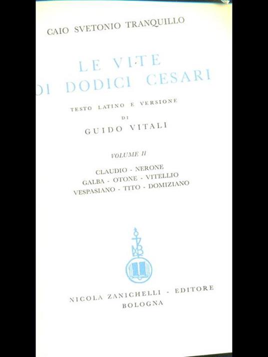 Le vite di dodici cesari II - C. Tranquillo Svetonio - copertina