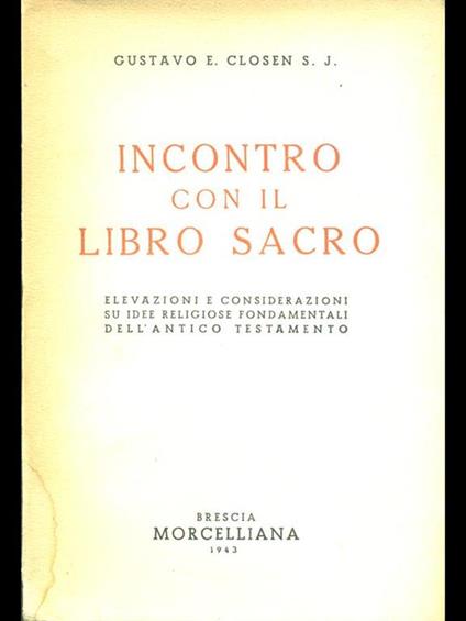 Incontro con il libro sacro - copertina