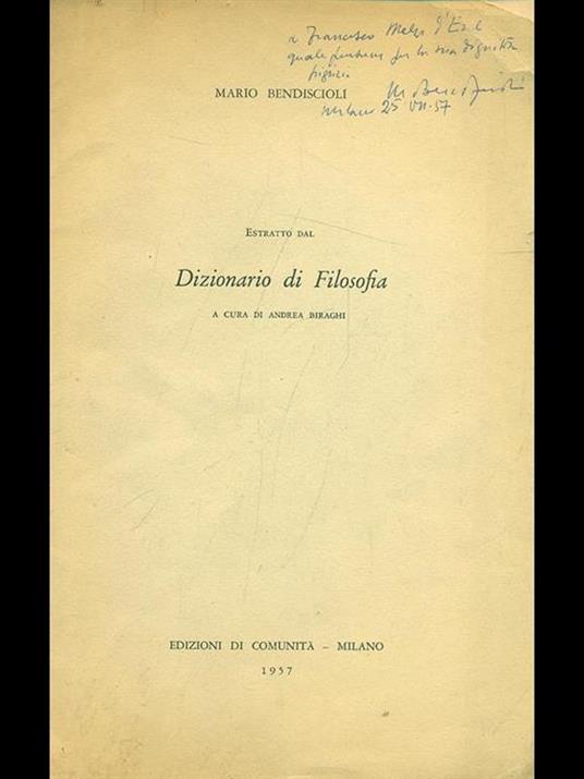 Estratto dal Dizionario di Filosofia - Mario Bendiscioli - copertina