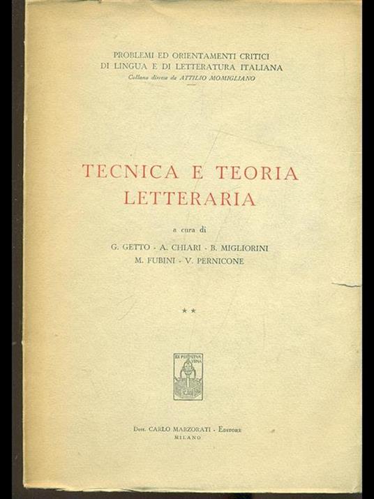 Tecnica e teoria letteraria vol. 2 - copertina