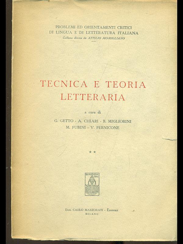 Tecnica e teoria letteraria vol. 2
