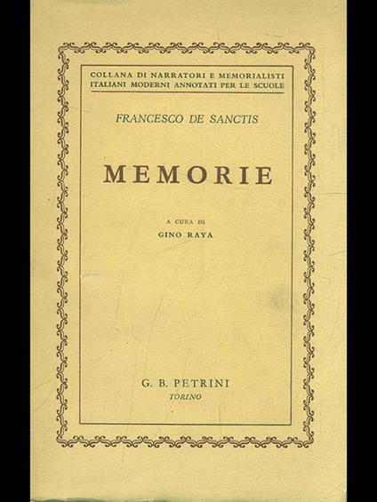 Memorie - Francesco De Sanctis - copertina