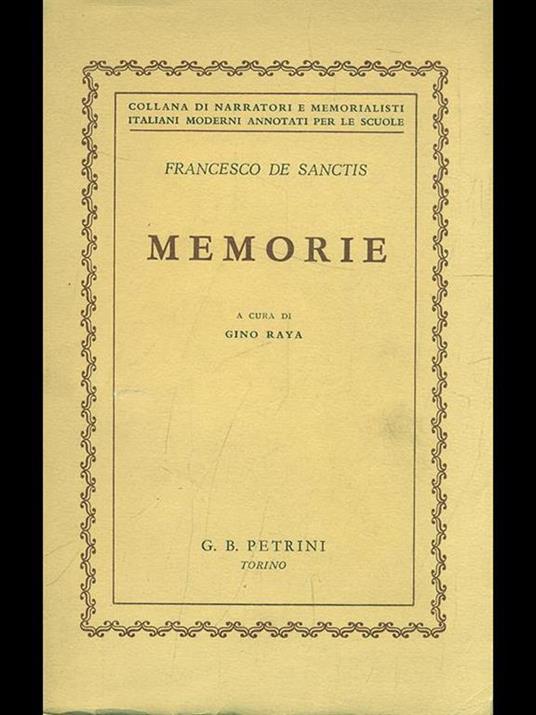 Memorie - Francesco De Sanctis - copertina