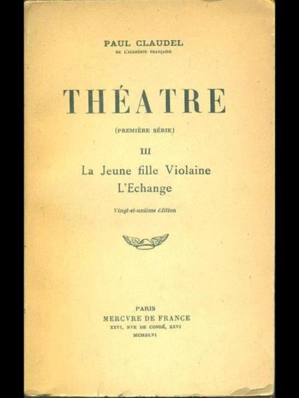 Theatre III - Paul Claudel - copertina