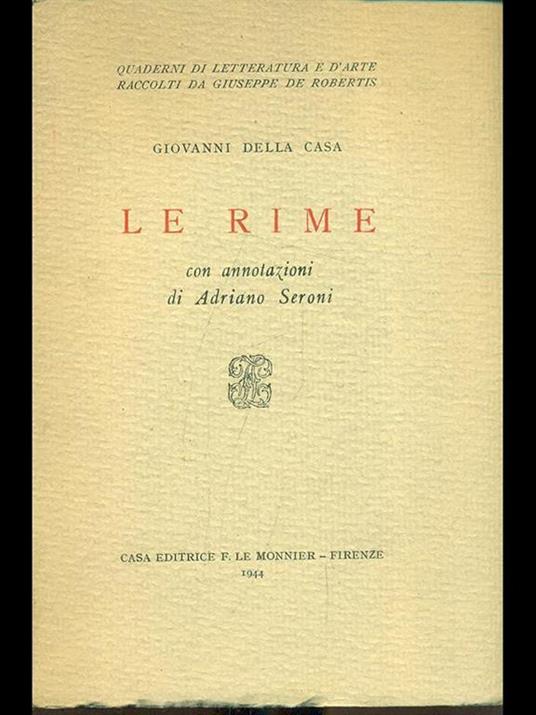 Le rime - Giovanni Della Casa - copertina