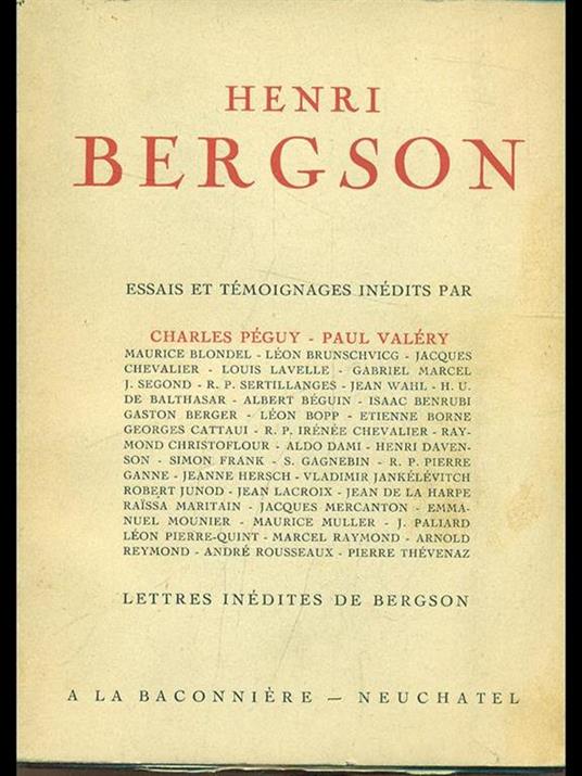 Opere Bergsson - Henri Bergson - copertina