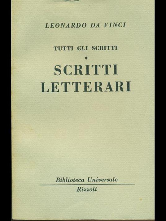 Scritti letterari - Leonardo da Vinci - copertina