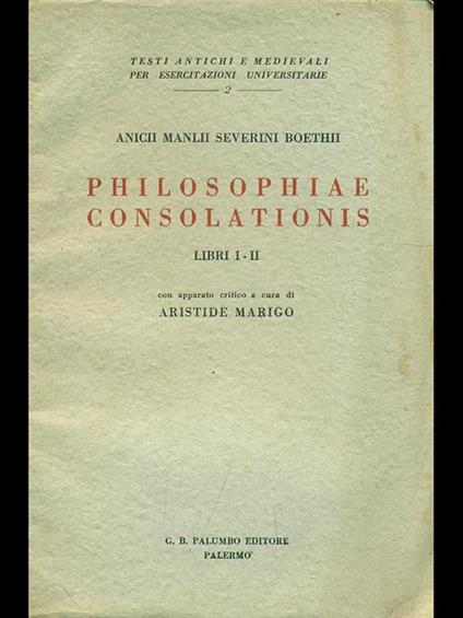 Philosophiae consolationis - Severino Boezio - copertina