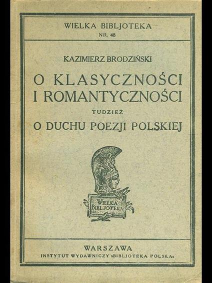 O klasycznosci i romantycznosci - copertina