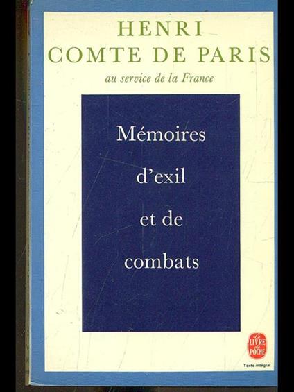 Memoires d'exil et de combats - copertina