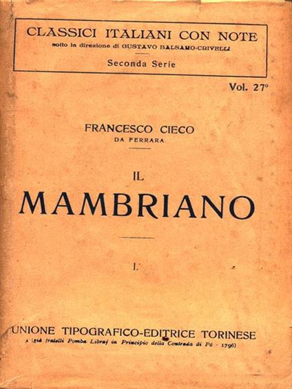 Il mambriano. Vol. 1 - copertina