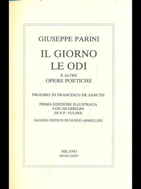 Il giorno. Le odi - Giuseppe Parini - copertina