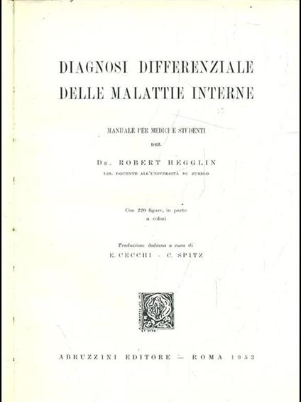 Diagnosi differenziale delle malattie interne - Robert Hegglin - copertina