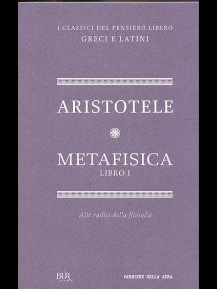 Metafisica. Libro I - Aristotele - copertina