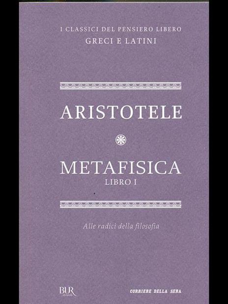 Metafisica. Libro I - Aristotele - copertina