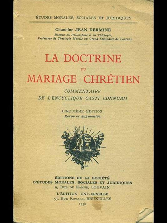La doctrine du mariage chretien - copertina