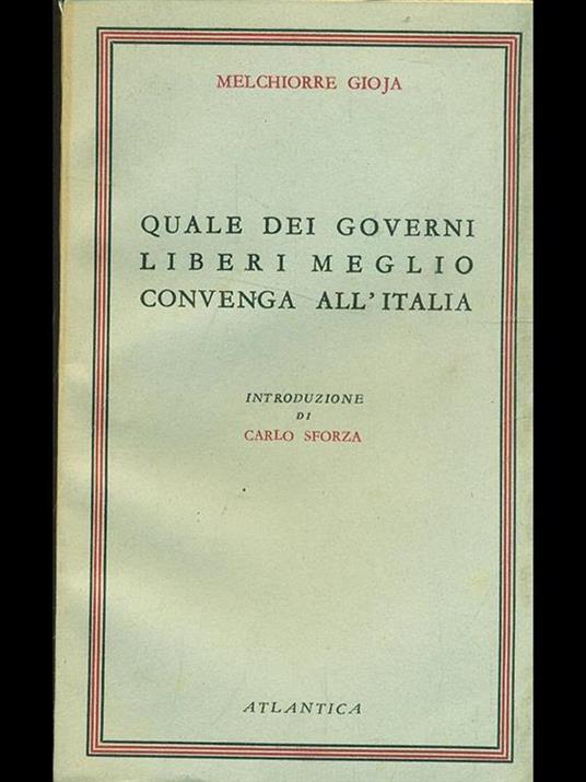 Quale dei governi liberi meglio convenga all'Italia - Melchiorre Gioia - copertina