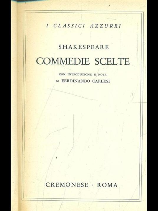 Commedie scelte - William Shakespeare - copertina