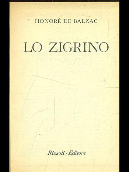 Lo zigrino - Honoré de Balzac - copertina