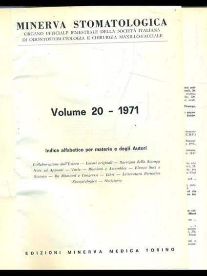 Minerva Stomatologia 1971 - copertina