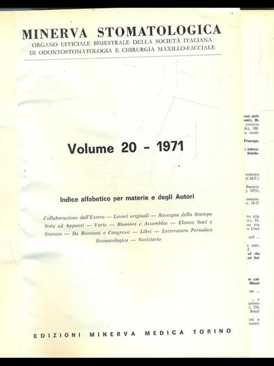 Minerva Stomatologia 1971 - copertina