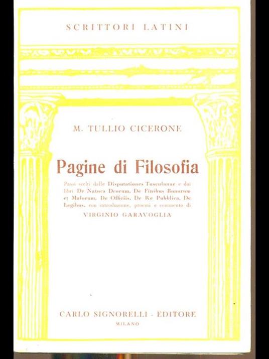 Pagine di Filosofia - M. Tullio Cicerone - copertina