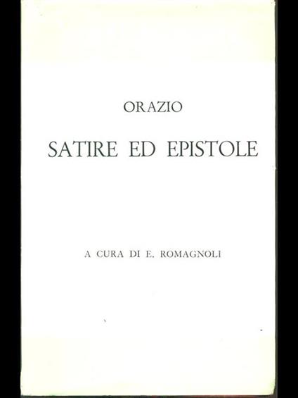 Satire ed epistole - Q. Flacco Orazio - copertina