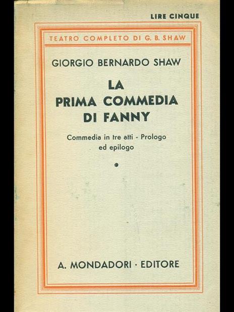 La prima commedia di Fanny - George Bernard Shaw - copertina