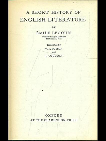 A short history of English literature - copertina