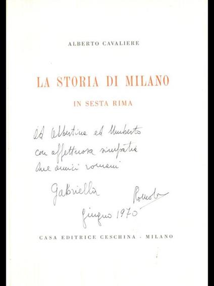 La storia di Milano in sesta rima - Alberto Cavaliere - copertina