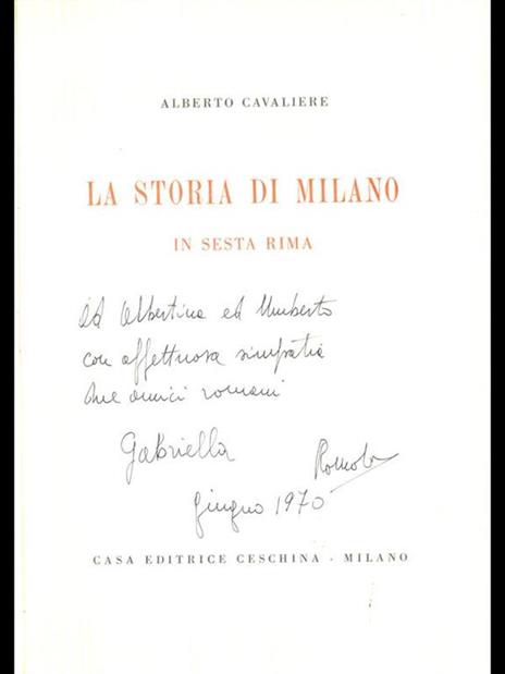 La storia di Milano in sesta rima - Alberto Cavaliere - copertina