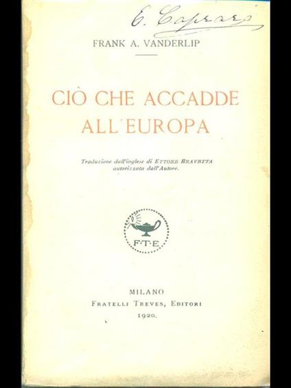 Ciò che accadde all'Europa - copertina