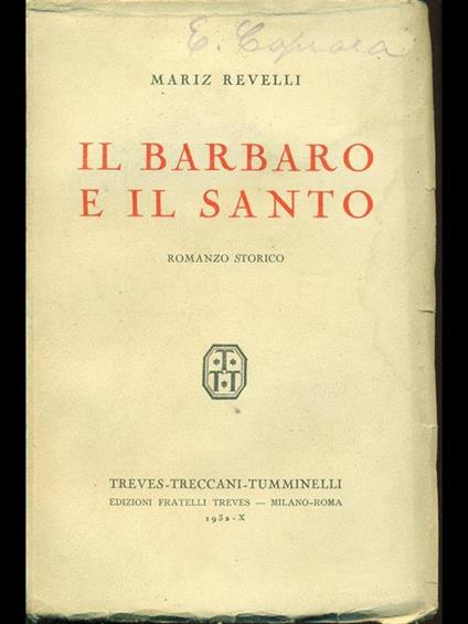 Il barbaro e il santo - Mariz Revelli - copertina