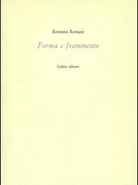 Forma e frammento - Romano Romani - copertina
