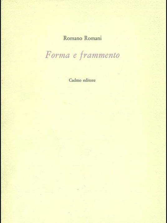 Forma e frammento - Romano Romani - copertina