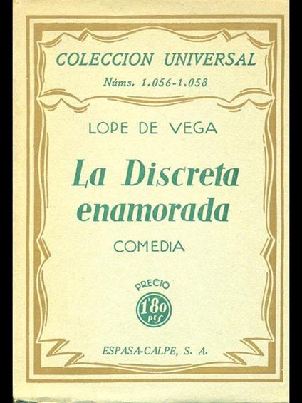 La Discreta enamorada - Lope de Vega - copertina