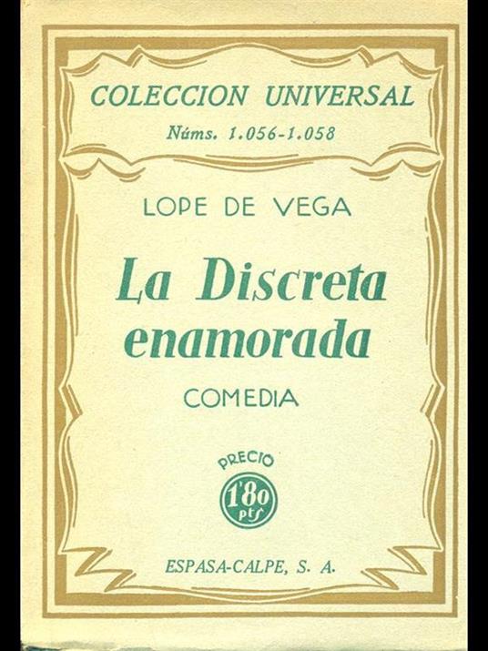 La Discreta enamorada - Lope de Vega - copertina