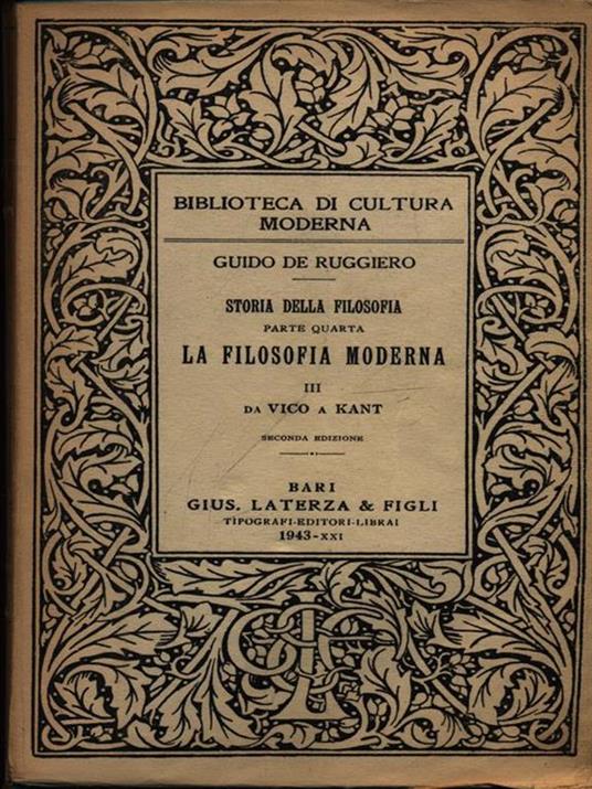 La filosofia moderna vol. III - Guido De Ruggiero - copertina