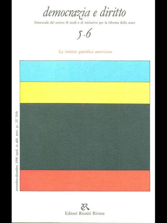 Democrazia e diritto 5-6 anno XXX settembre -dicembre 1990 - copertina