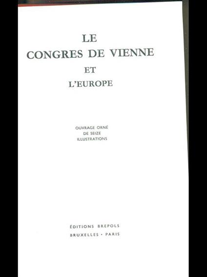 Le Congres de Vienne et l'Europe - copertina